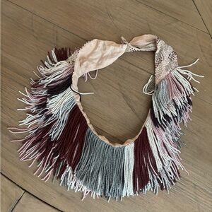 Mignonne Gavigan Multicolor Beaded Fringe Scarf Necklace